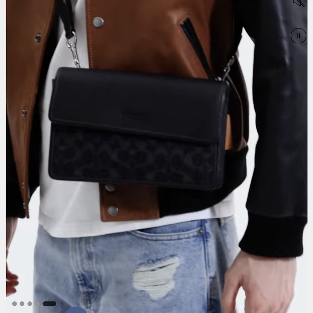 Coach Turner Smooth Calf Leather & Signature Black Denim Bag New in Gift Box ❤️ - Picture 5 of 12